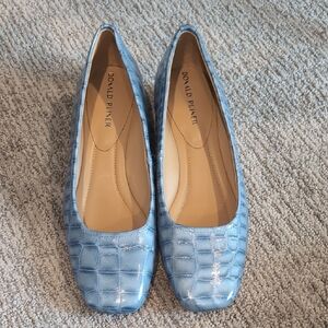 Donald J. Pliner Light Blue Croc-Embossed Square-Toe Flats